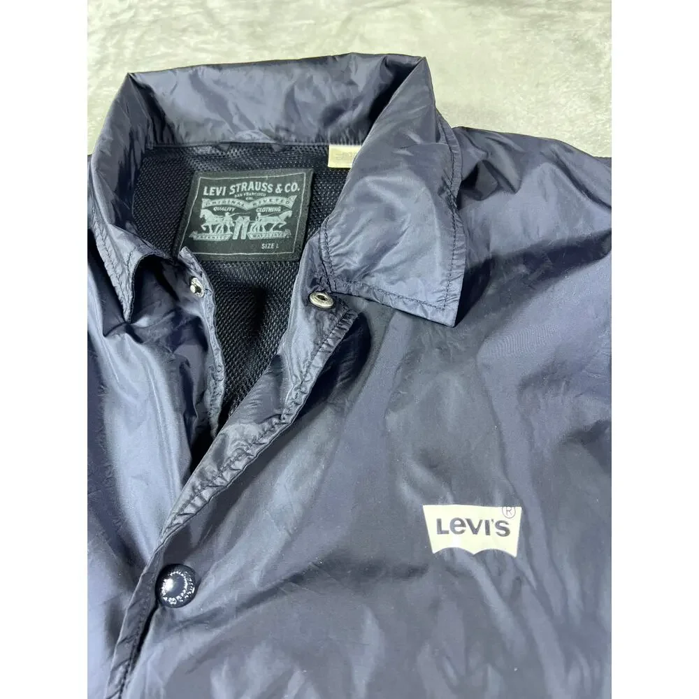 Levi’s Navy Blue Coach Swishy Jacket Large Streetwear Windbreaker Minimalist